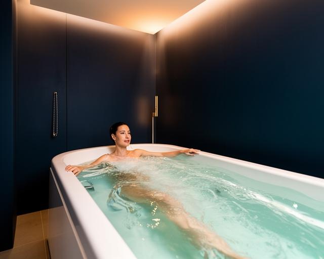 Patient in a KureO2 dissolved oxygen immersion session at Kure Health Downtown Los Angeles